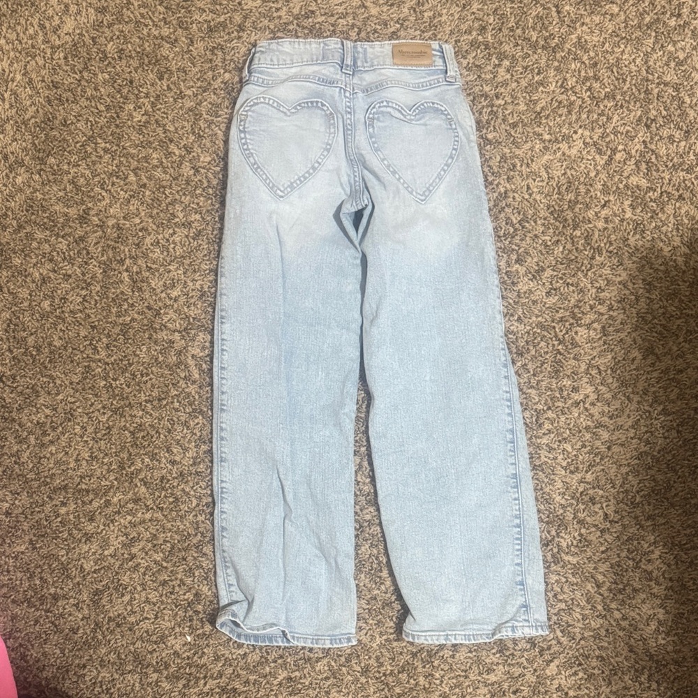 Abercrombie Kids Light Blue Heart Pocket wide Leg Jeans